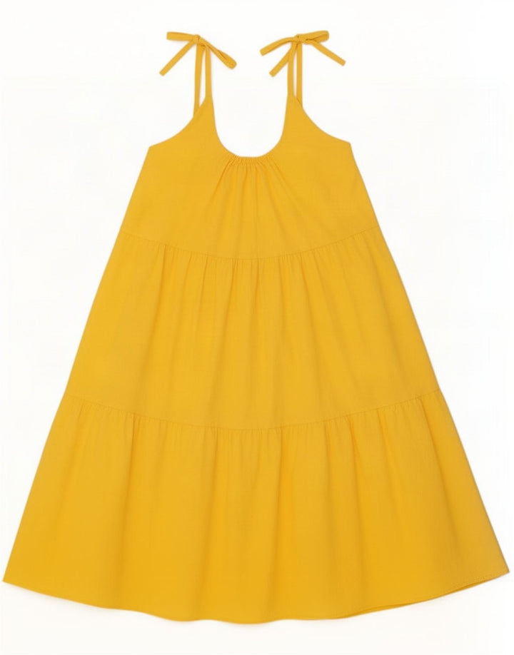 vintage Femme Robe d’été UK 12 Jaune Moyen