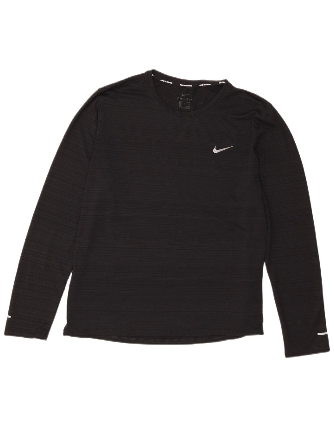 Nike Haut Dri Fit à manches longues pour femme UK 16 Large Noir Rayé Polyester