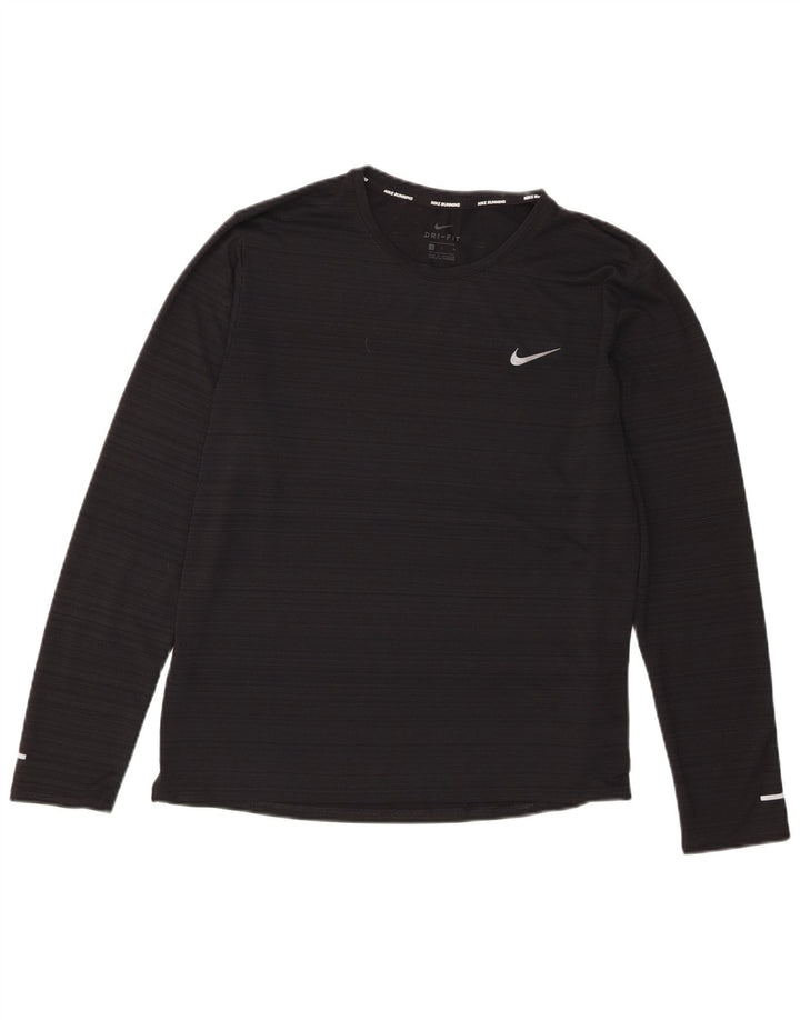 Nike Haut Dri Fit à manches longues pour femme UK 16 Large Noir Rayé Polyester