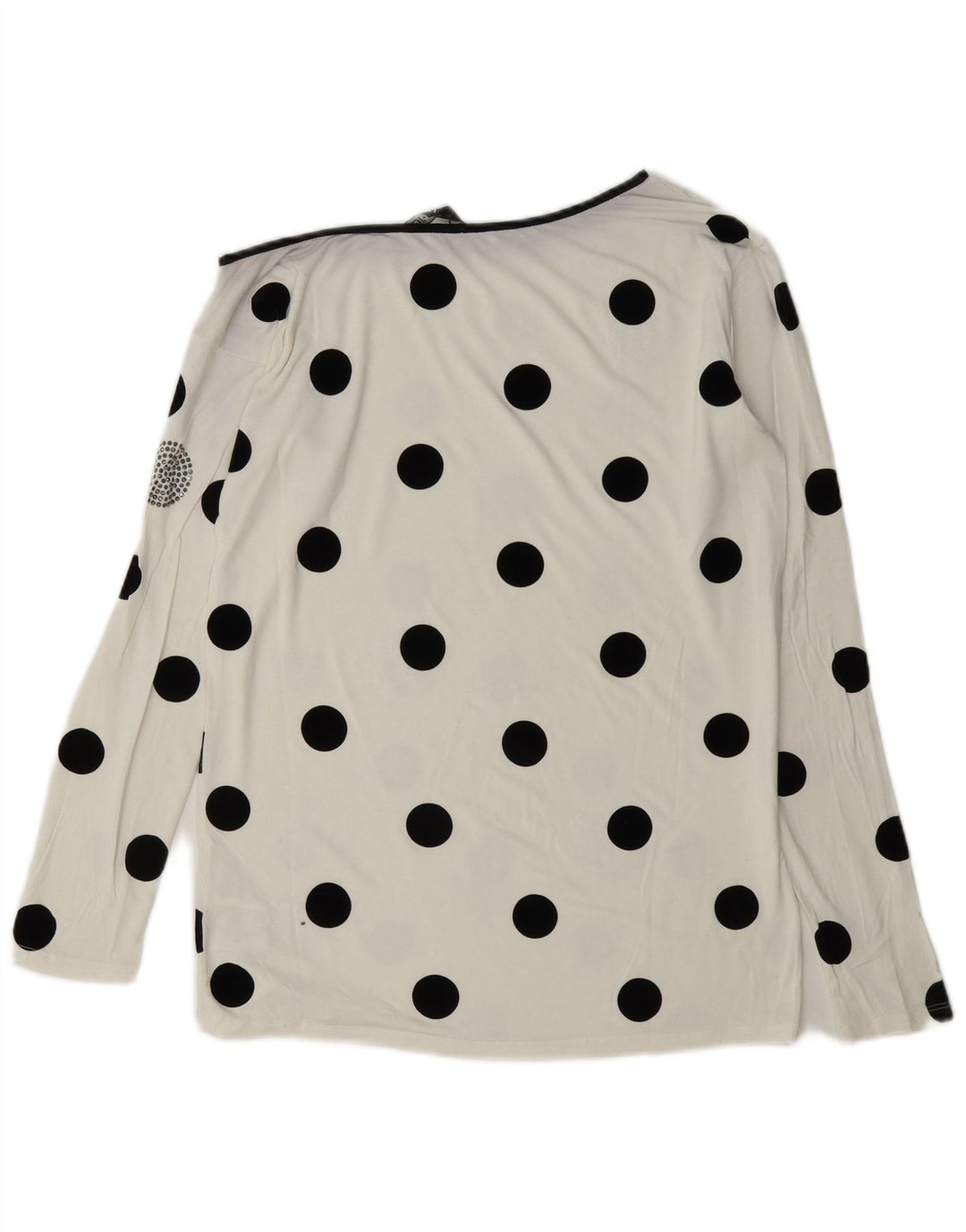 Liu Jo Femme Top Manches Longues IT 42 Medium Blanc À Pois Viscose