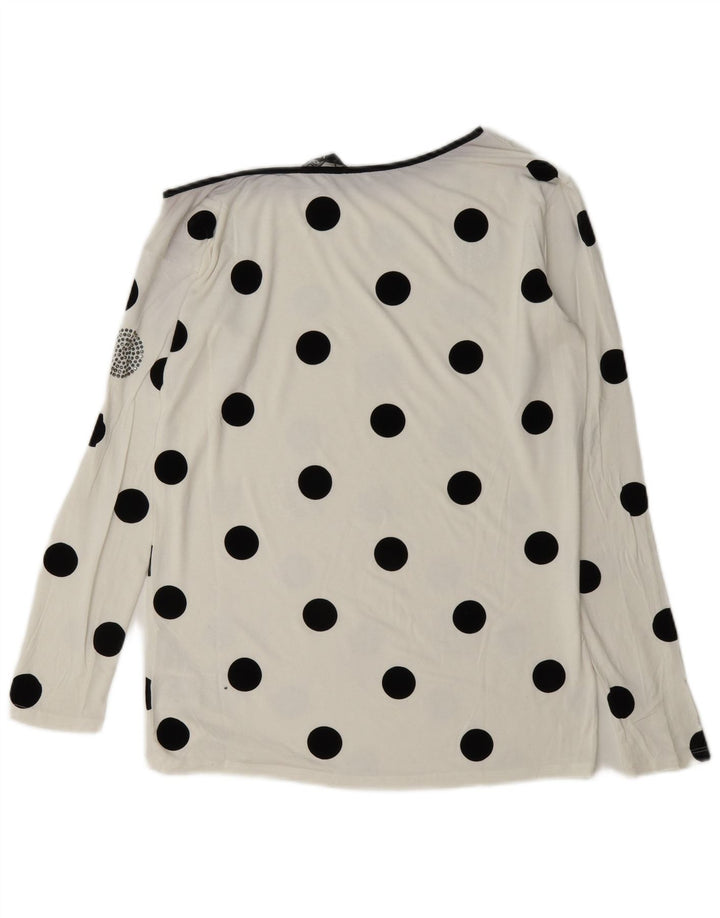 Liu Jo Femme Top Manches Longues IT 42 Medium Blanc À Pois Viscose