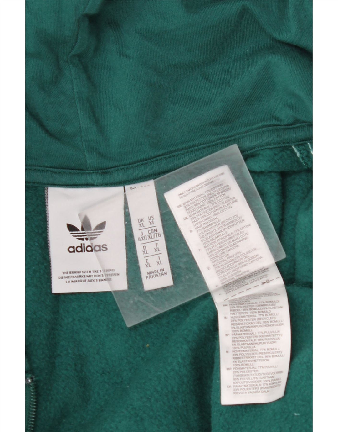 ADIDAS Pull à capuche zippé pour homme XL en coton vert