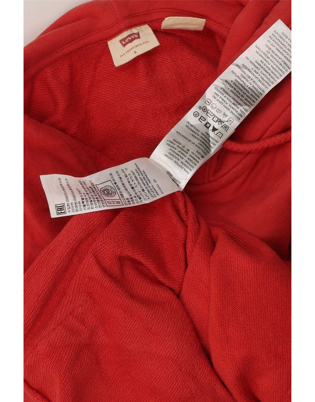 Levi's Pull à capuche surdimensionné zippé pour femme UK 10 Small Rouge Coton