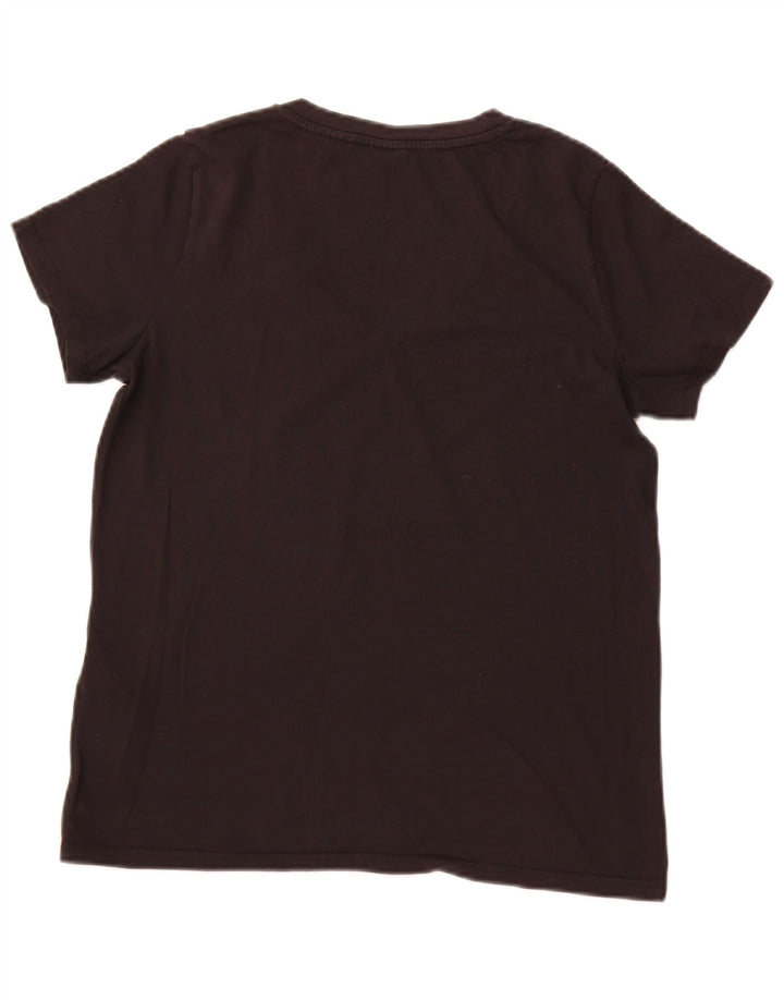 LEVI'S T-Shirt Femme UK 12 Noir Moyen Coton