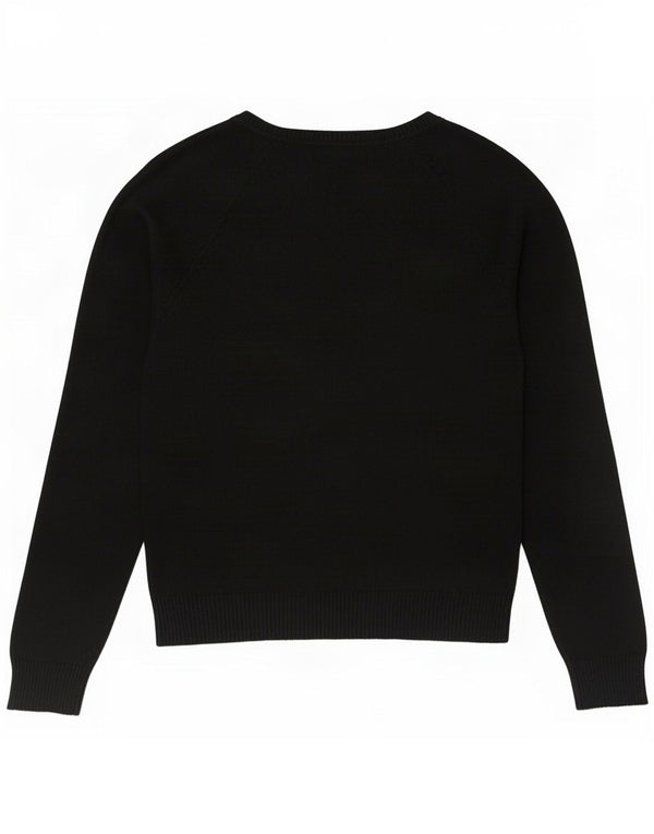 Zara Pull col en V pour femme UK 10 Petit coton noir