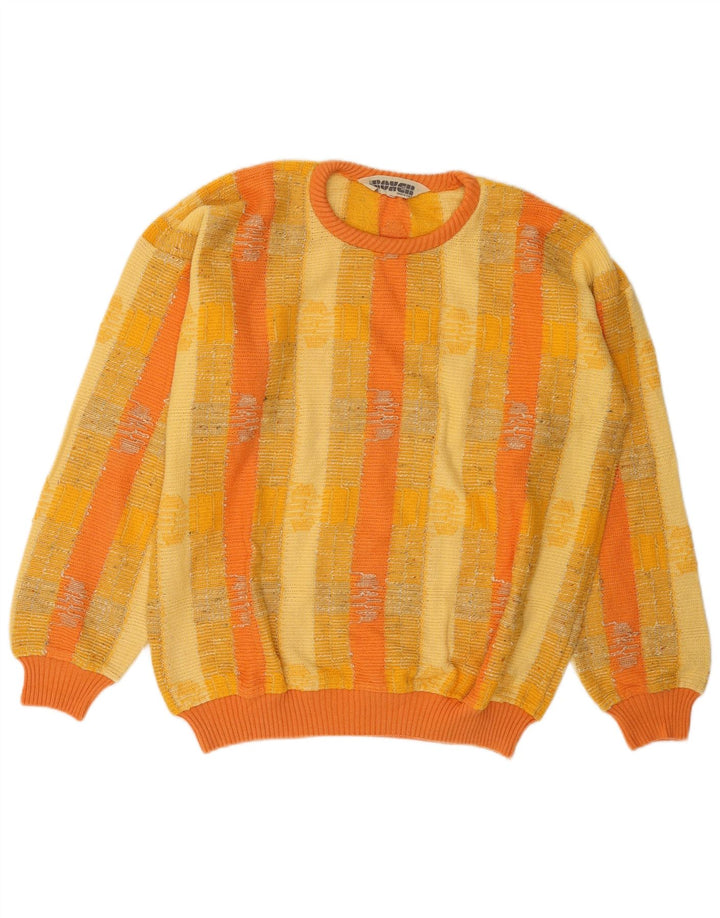 Boxer Pull col rond pour homme en coton rayé jaune moyen