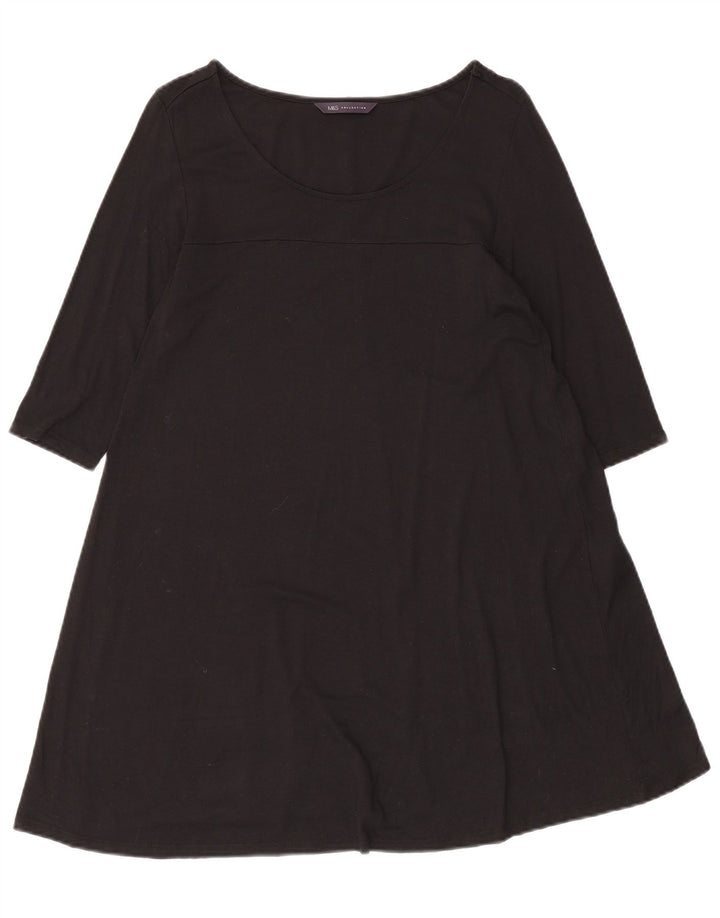 Marks & Spencer Robe trapèze à manches 3/4 pour femme UK 8 Small Viscose noire
