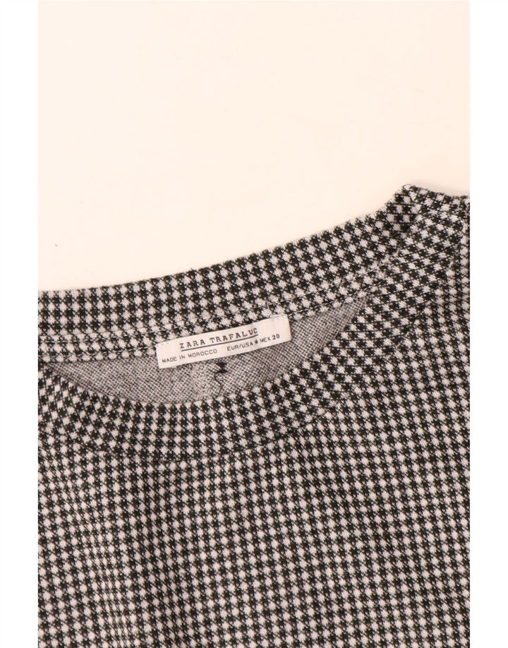 Zara Chemisier à manches longues pour femme UK 12 Medium Black Check