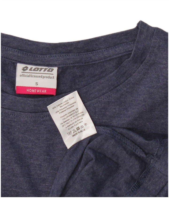 Lotto T-Shirt Femme Top UK 10 Petit Bleu Marine Coton