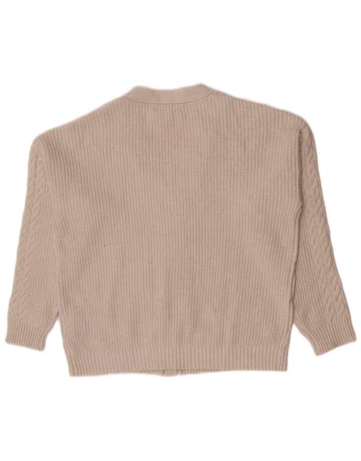Marks & Spencer Pull Cardigan Femme UK 14 Polyester Beige Moyen