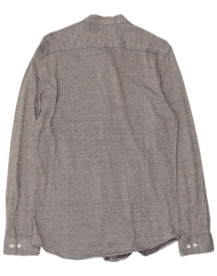 Massimo Dutti Chemise Homme Gris Moyen En Coton À Fines Rayures
