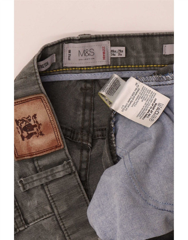 Marks & Spencer Jean droit extensible régulier pour homme W34 L31 en coton gris