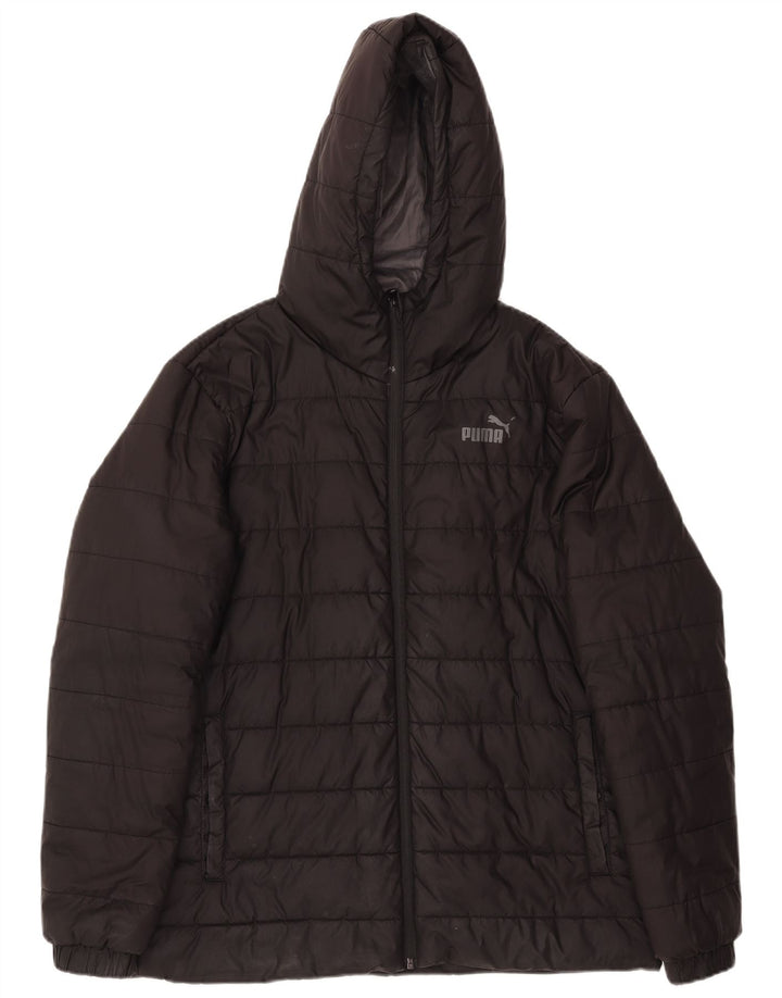 Puma Veste rembourrée à capuche pour homme UK 40 Large Noir Polyester