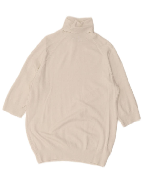Zara Pull à manches 3/4 et col roulé pour femme UK 14 Large Blanc
