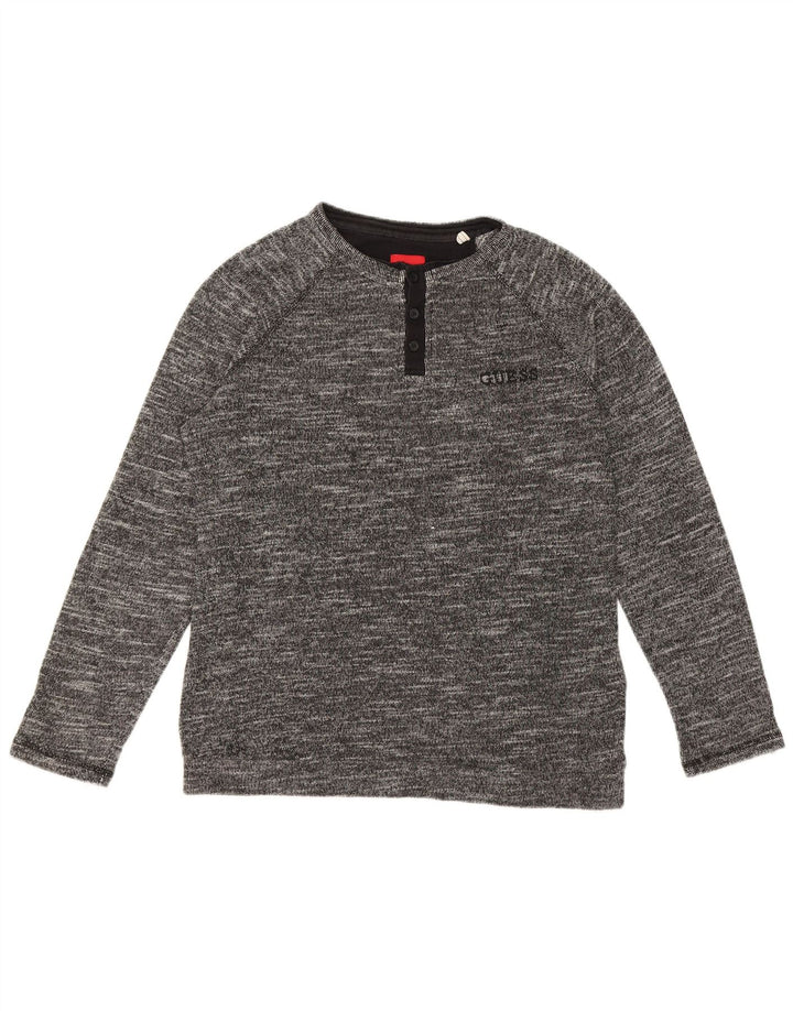 Guess Haut Homme Manches Longues Grand Gris Moucheté Coton