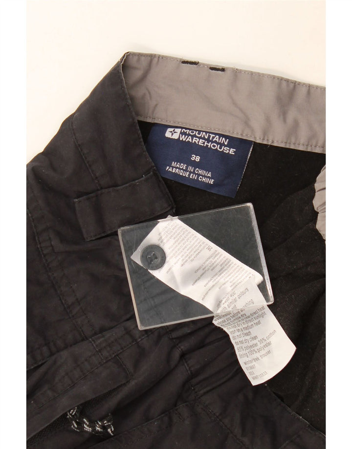 MOUNTAIN WAREHOUSE Mens Straight Cargo Trousers W38 L32 Black Polyester