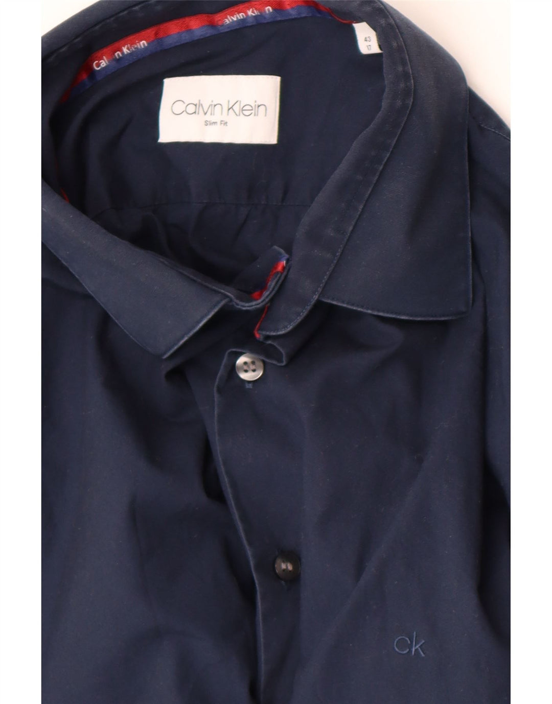 Calvin Klein Chemise slim fit pour homme Taille 42 17 XL Bleu marine