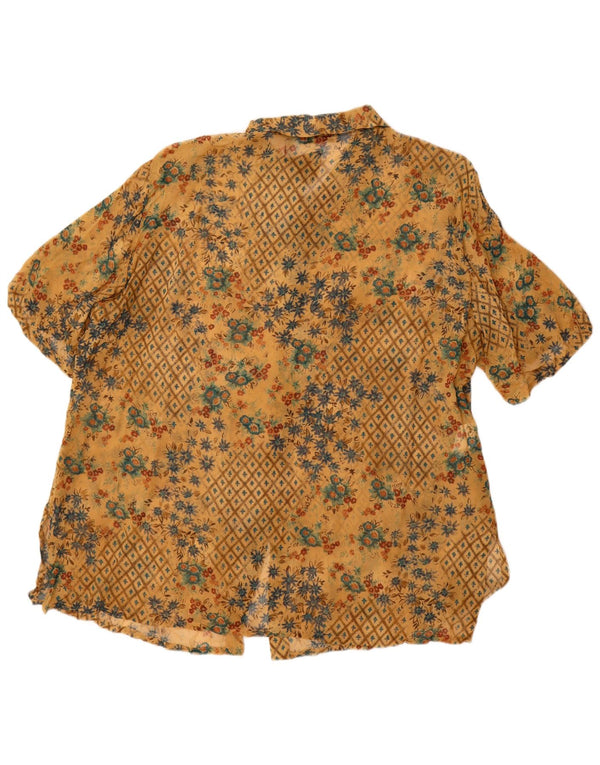 ELENA MIRO Chemisier à manches courtes pour femme UK 20 2XL Jaune Floral