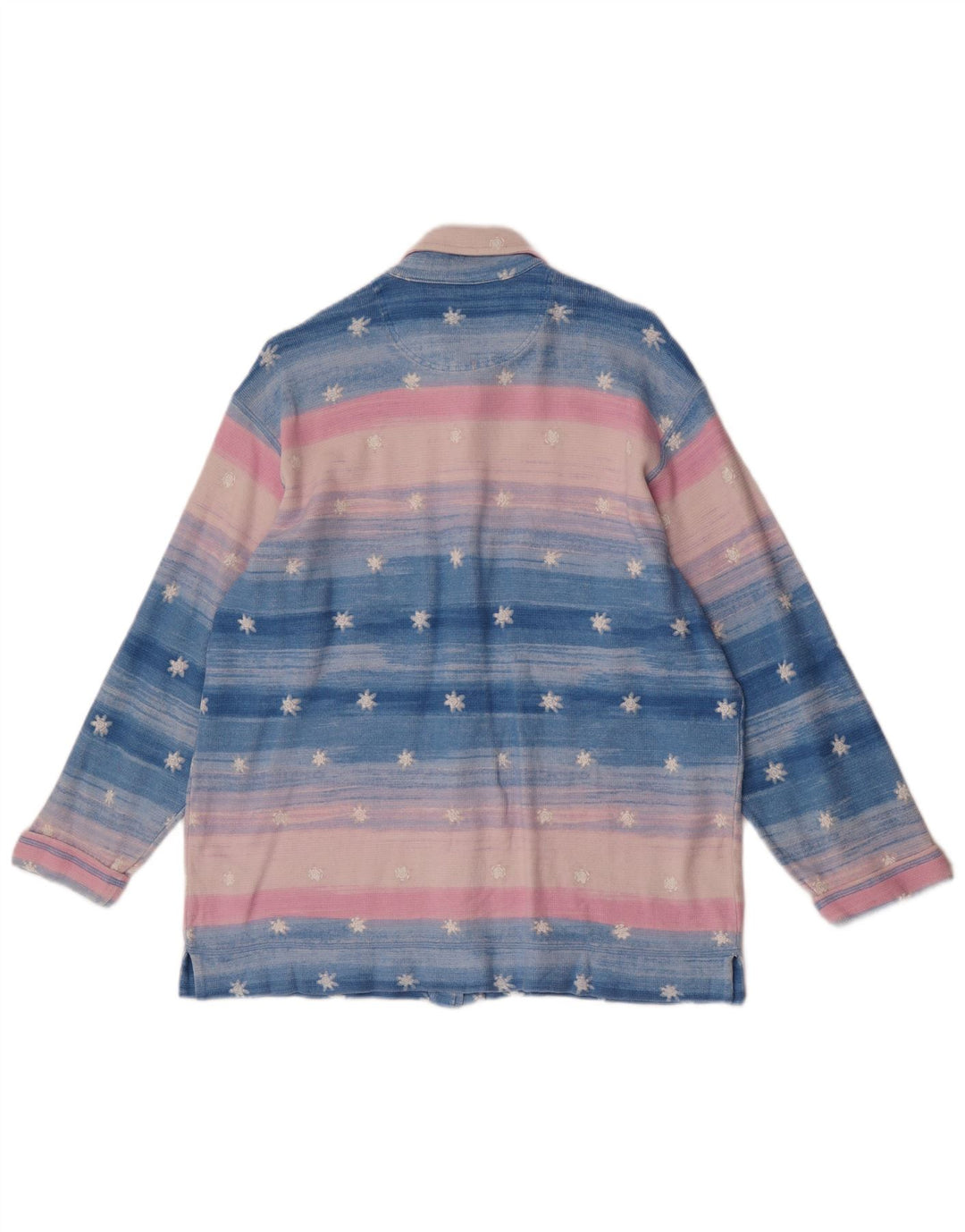 vintage Womens Abstract Pattern Shirt Blouse UK 16 Grand Bleu Rayé