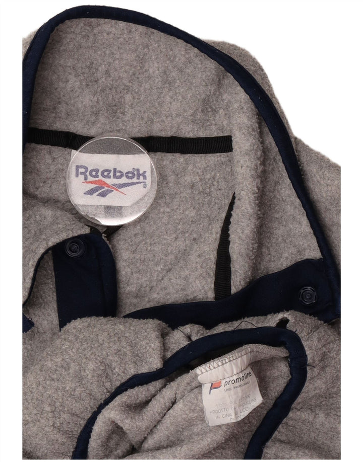 Reebok Pull Polaire à Col Boutonné Homme XL Gris Polyester
