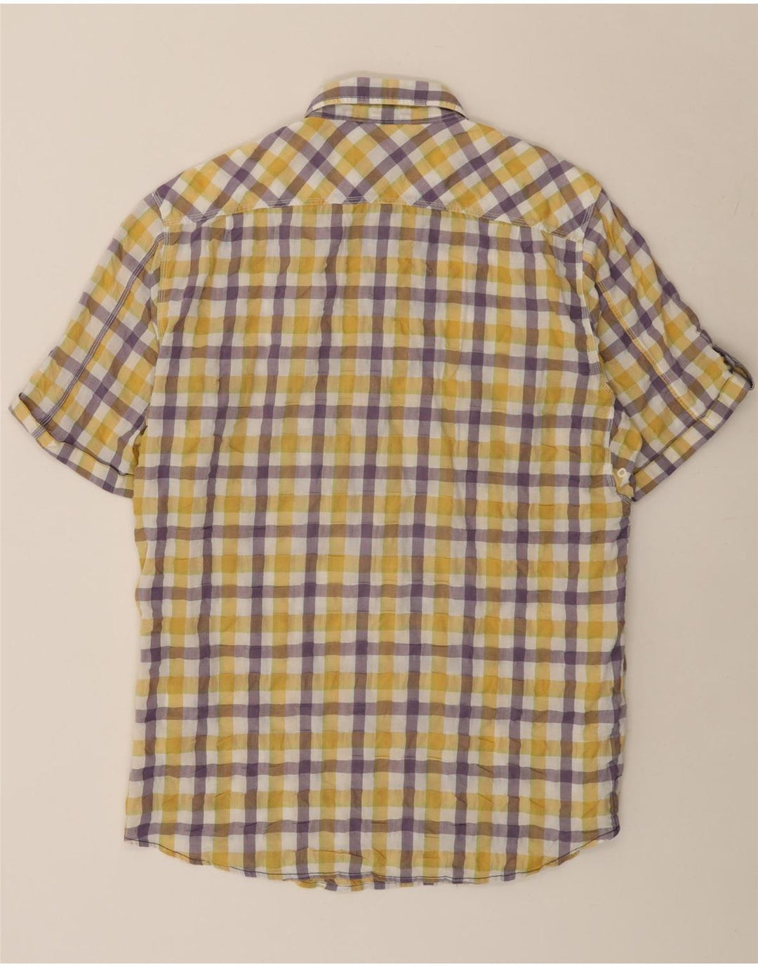 Marlboro Classics Chemise à manches courtes pour homme 2XL en coton vichy jaune