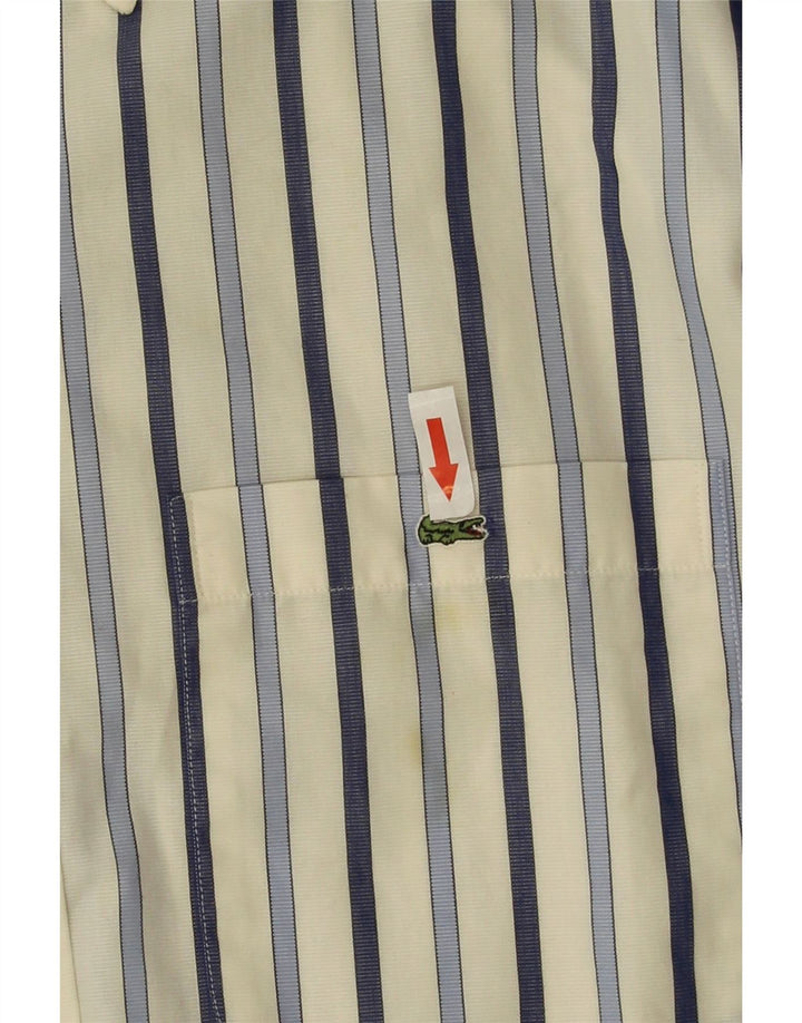 Lacoste Chemise Homme Taille 42 Grand Coton Rayé Blanc