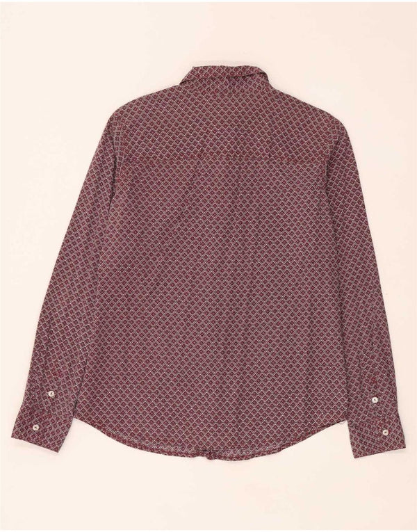 Benetton Womens Shirt UK 14 Medium Burgundy Floral