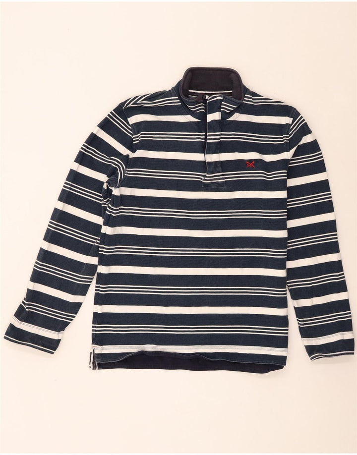 Crew Clothing Sweat-shirt à col zippé pour homme Rayé bleu marine moyen