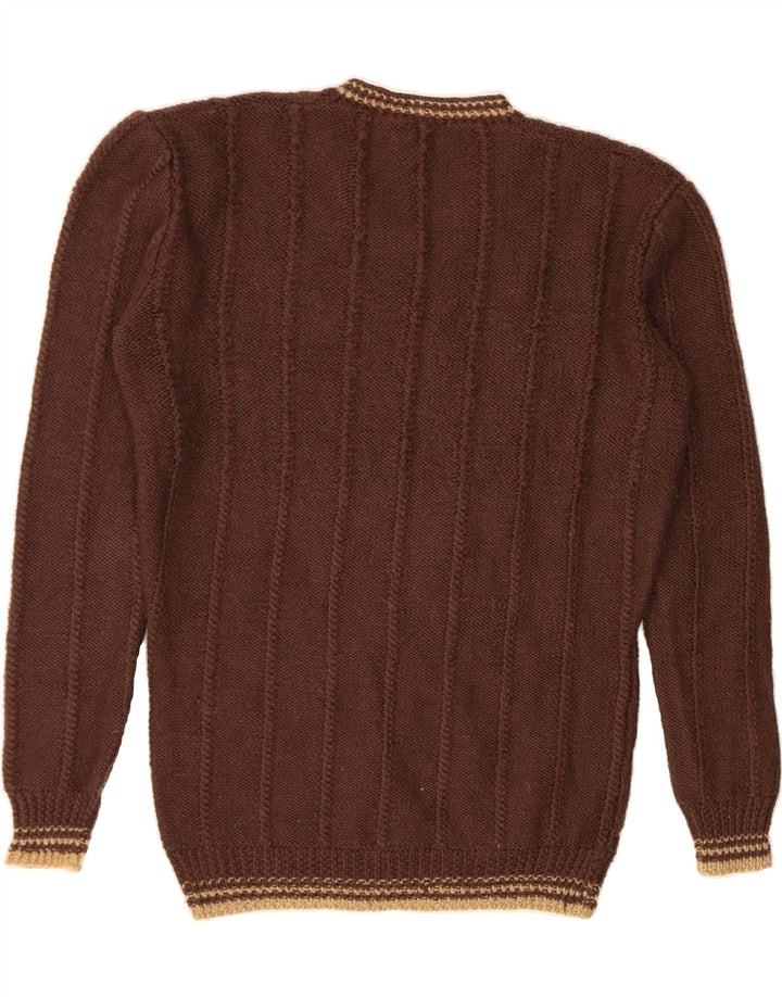 VINTAGE Pull col V pour homme Marron moyen