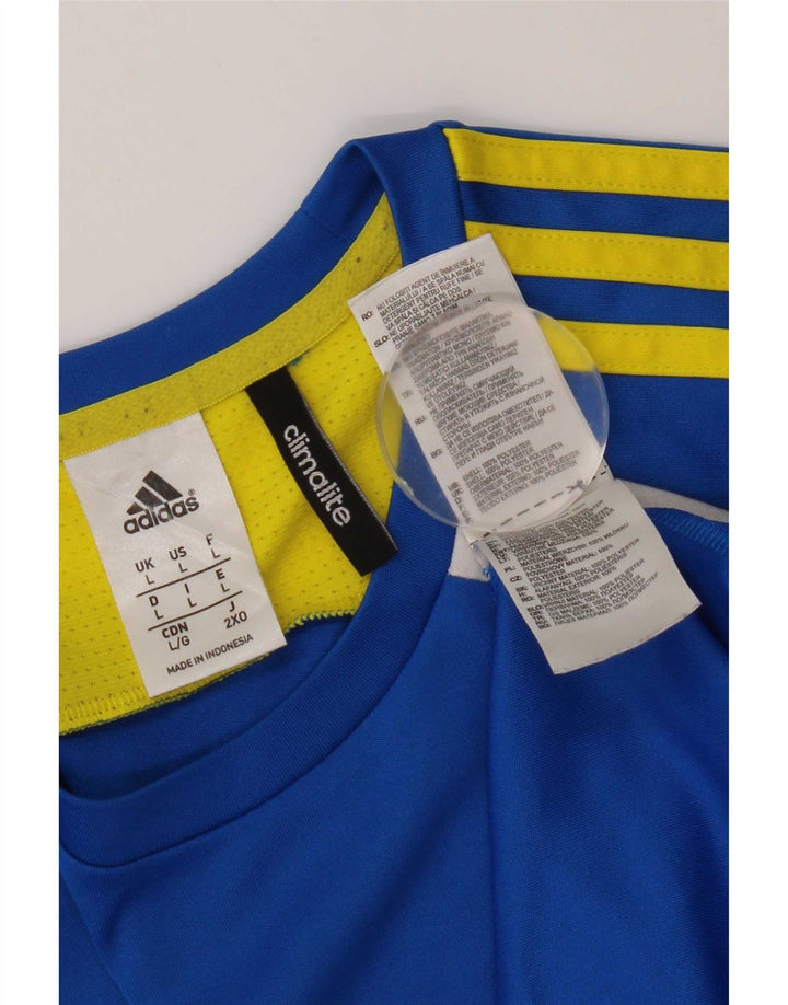 Adidas Hommes Climalite T-Shirt Haut Grand Bleu Colorblock Polyester