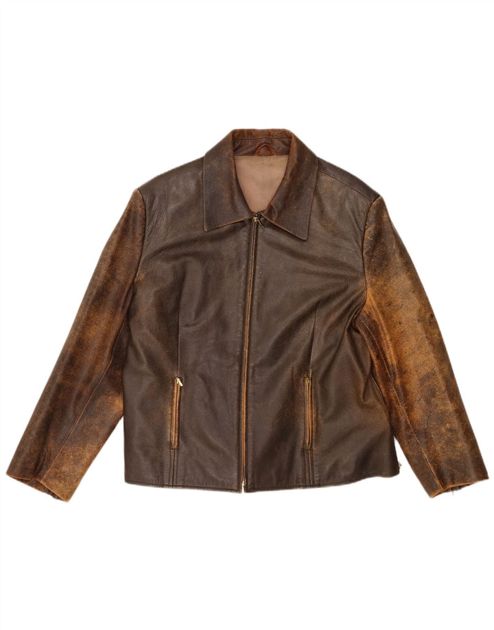 Yessica Veste en cuir slim pour femme UK 20 2XL Cuir marron