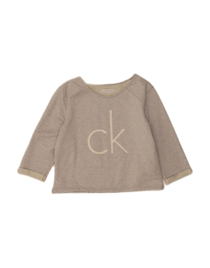 CALVIN KLEIN JEANS Womens Graphic Sweatshirt Jumper UK 14 Medium Grey