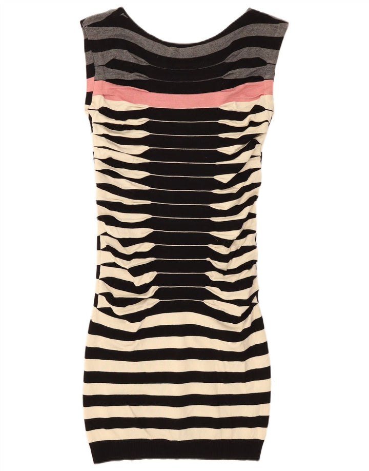 Ted Baker Robe moulante sans manches pour femme Taille 2 Petit Noir Rayé