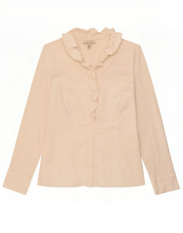 Banana Republic Chemise à volants sur le devant pour femme UK 14 Grand coton blanc
