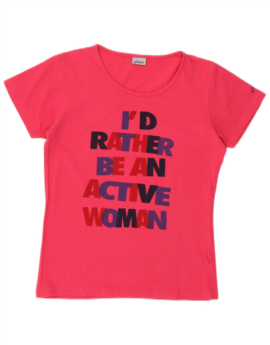 ASICS T-shirt graphique pour femme UK 12 en coton rose moyen