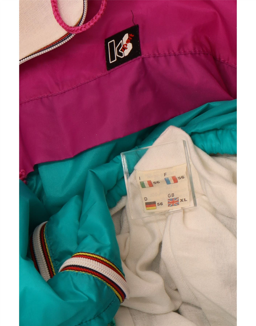 VINTAGE Veste de pluie à capuche pour homme UK 42 XL Rose Colourblock Polyamide