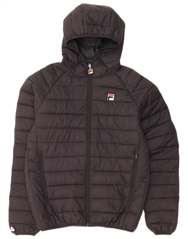 FILA Mens Hooded Padded Jacket UK 36 Small Black Nylon