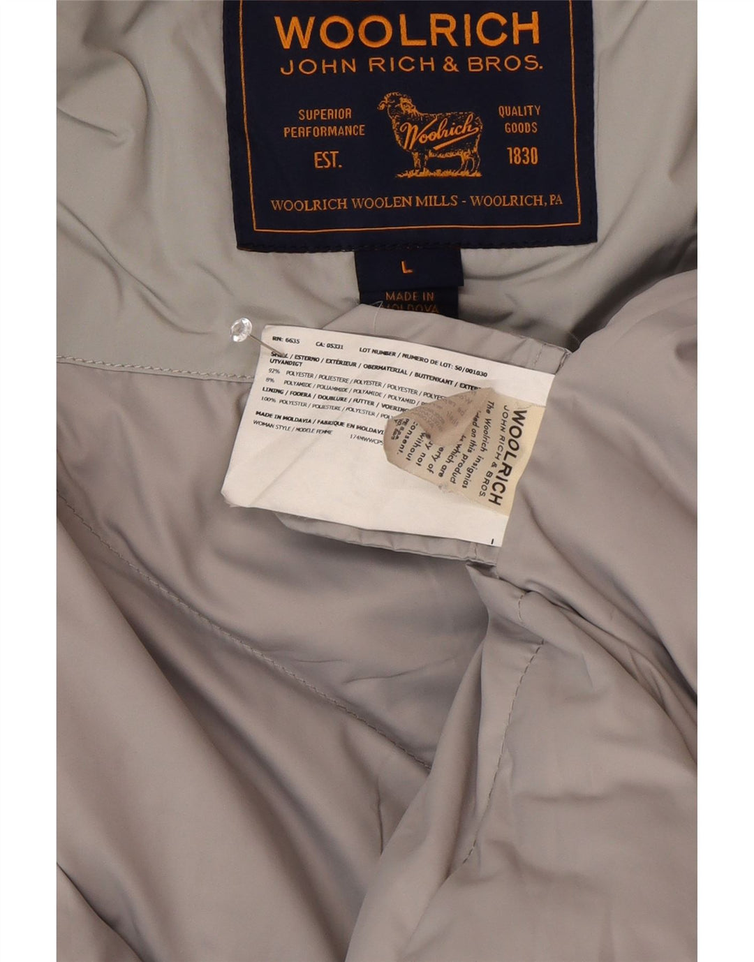 Woolrich Parka à capuche pour femme UK 46 Large Gris Polyester Hiver