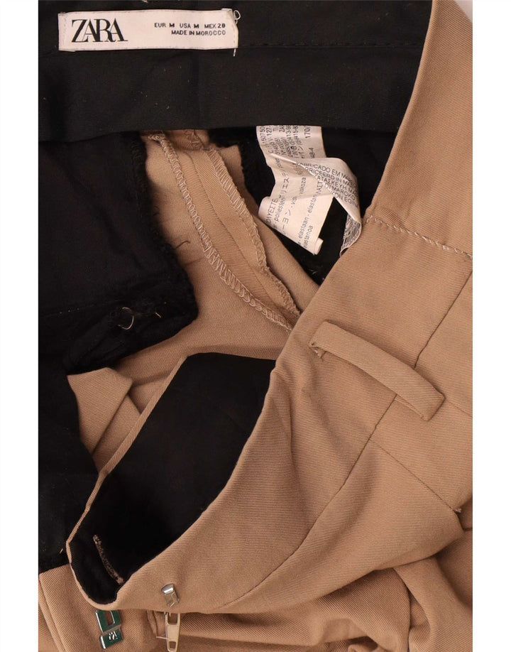 Zara Pantalon Chino Large Femme Medium W28 L30 Marron Polyester