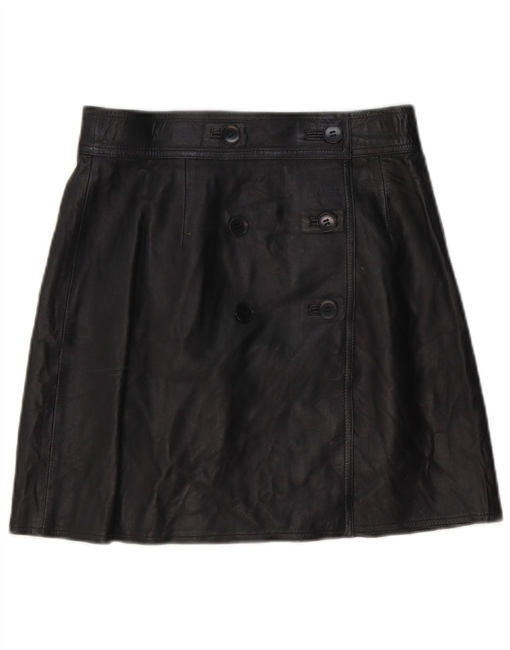 jupe en cuir femme vintage W28 Noir moyen