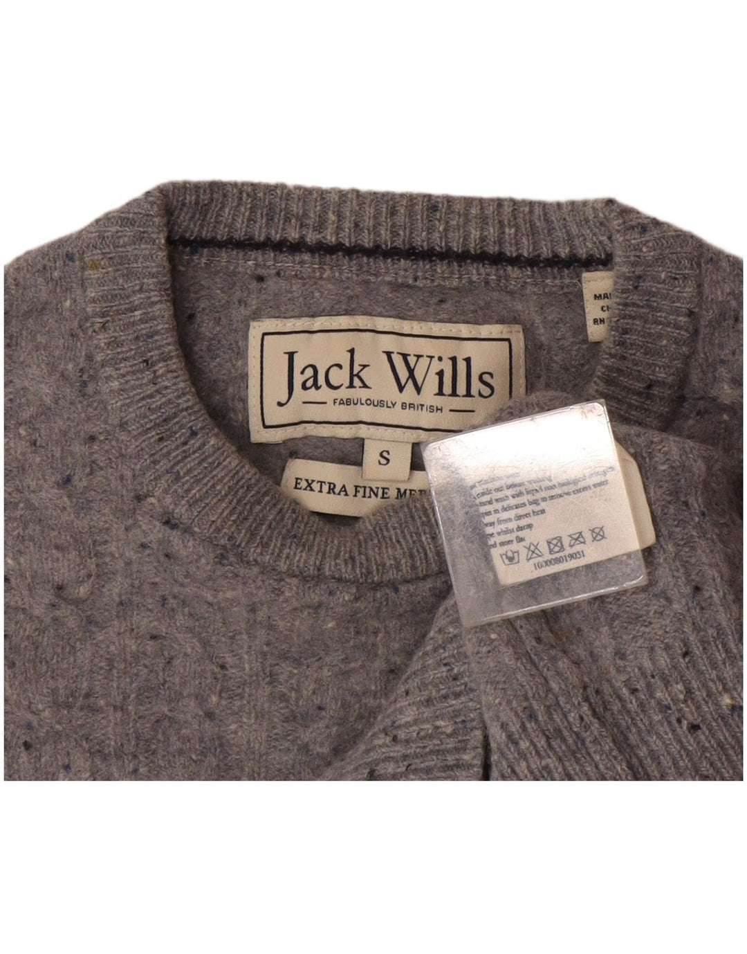 Jack Wills Pull à col rond pour homme en laine mouchetée gris petit