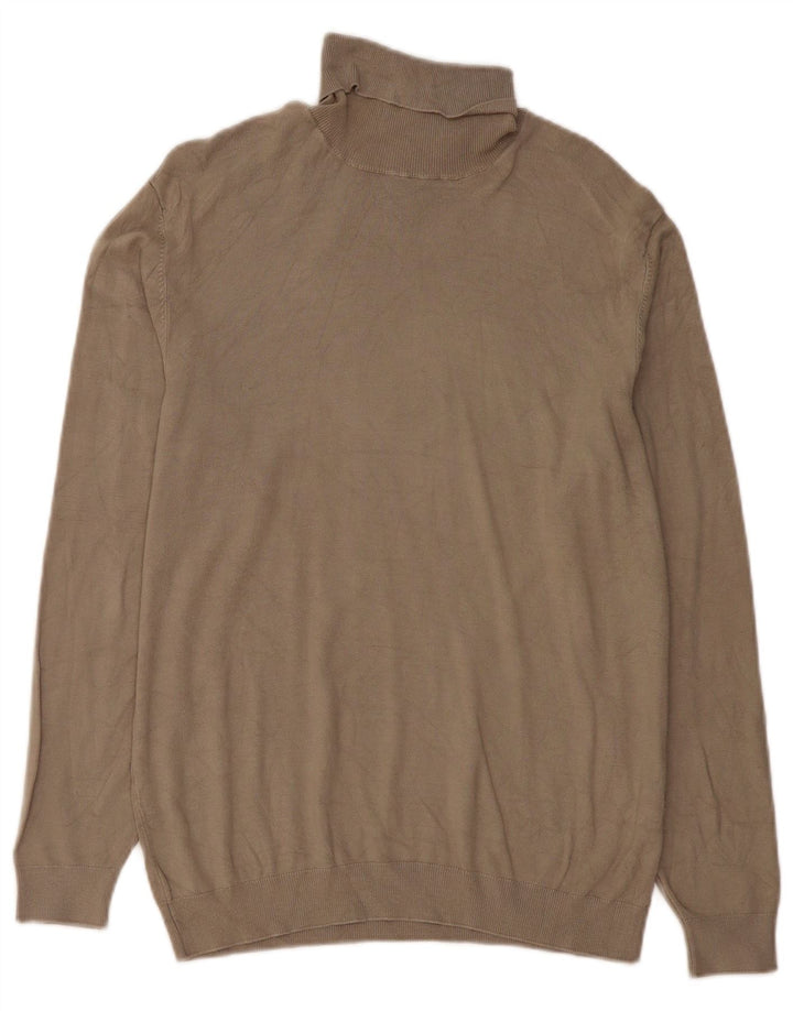 Zara Pull col roulé pour femme UK 14 Viscose beige moyen