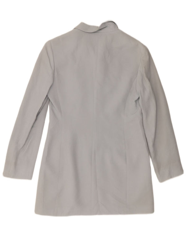 Marella Veste blazer longue à 4 boutons pour femme UK 10 Petite rayonne bleue