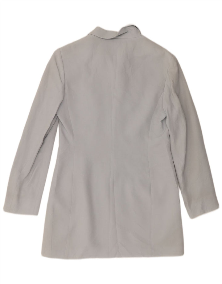 Marella Veste blazer longue à 4 boutons pour femme UK 10 Petite rayonne bleue