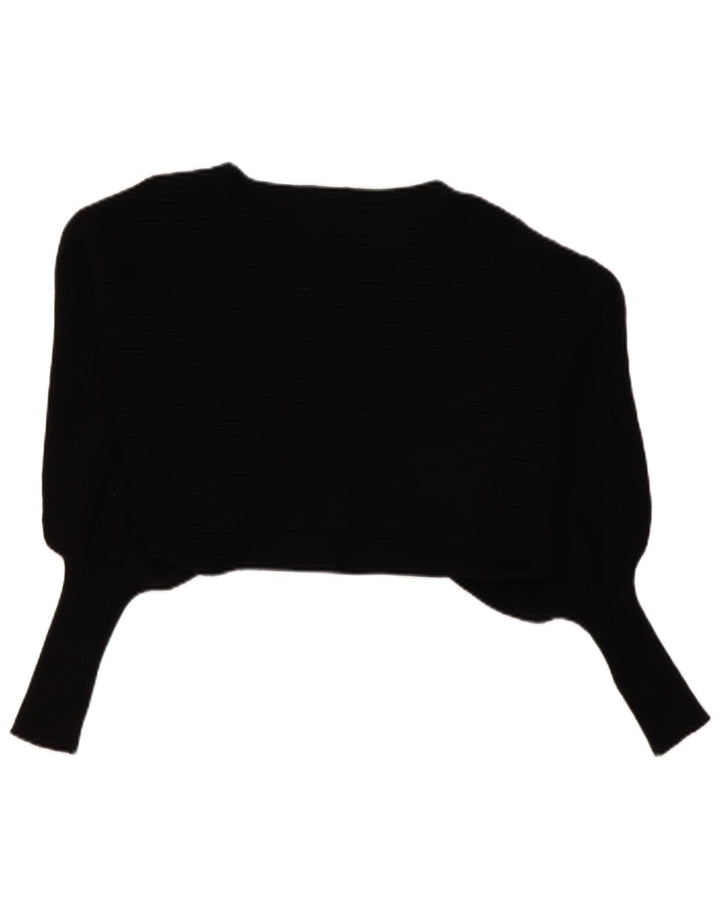 Zara Femmes Surdimensionné Crop Batwing Top Manches Longues UK 14 Moyen Noir