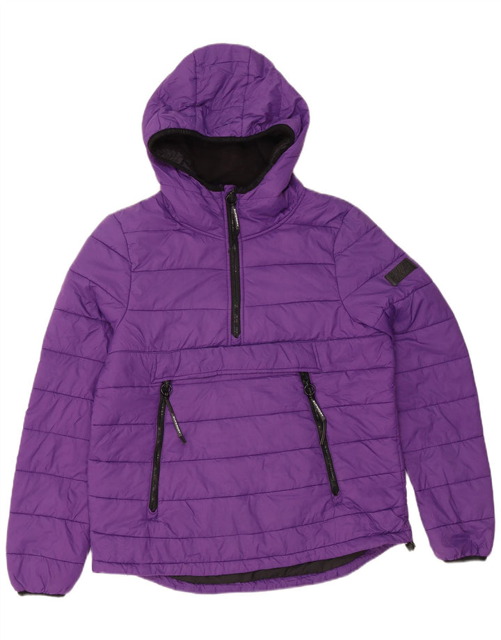 SUPERDRY Veste matelassée à capuche pour femme UK 12 Nylon violet moyen