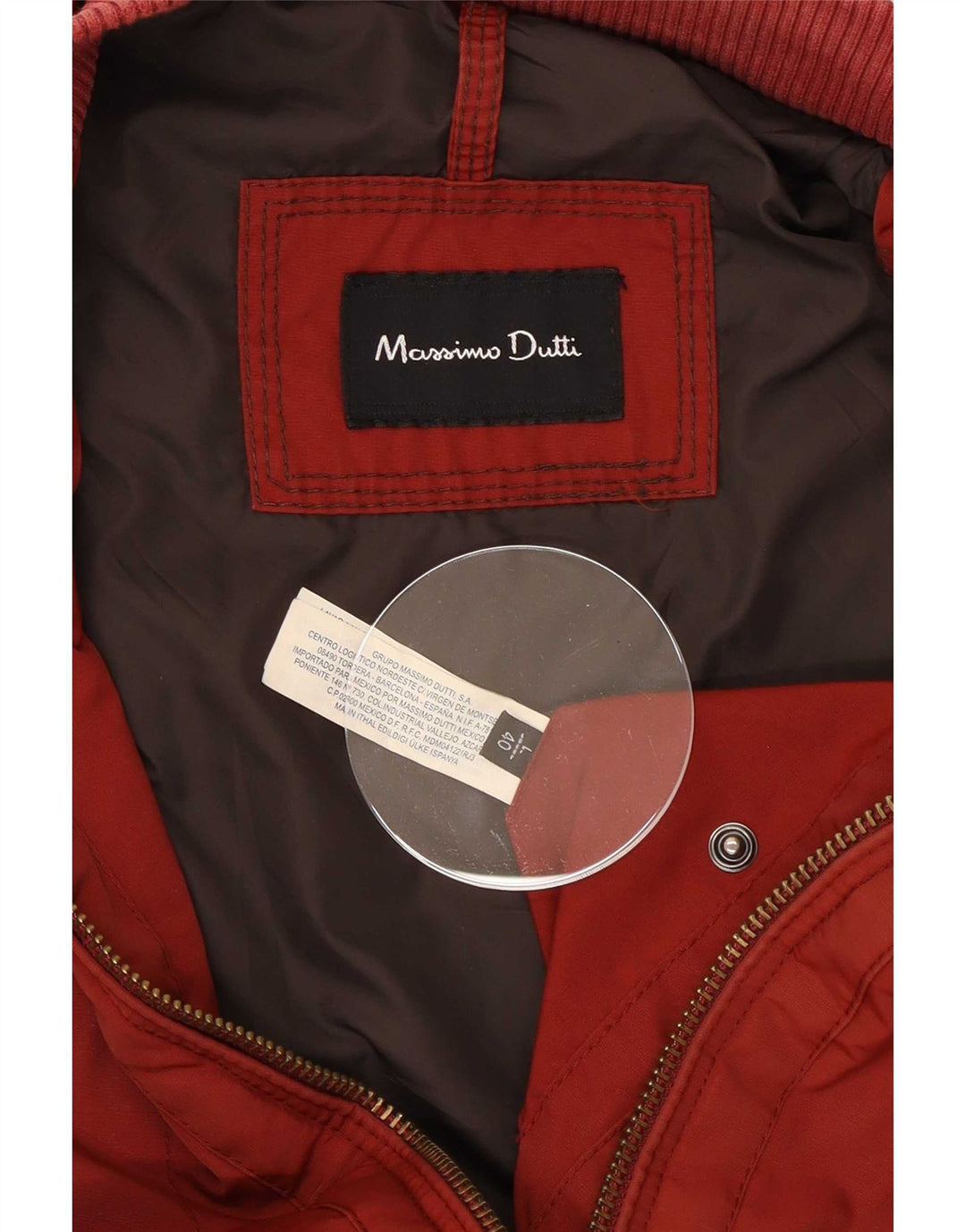 Massimo Dutti Veste Bomber Homme UK 40 Large Rouge Nylon