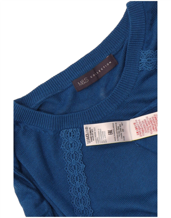 Marks & Spencer Pull surdimensionné à col bateau pour femme UK 14 Bleu moyen