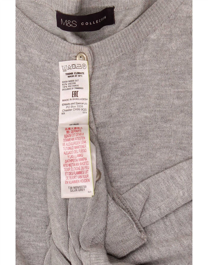 Marks & Spencer Pull cardigan pour femme UK 14 Large Viscose mouchetée gris