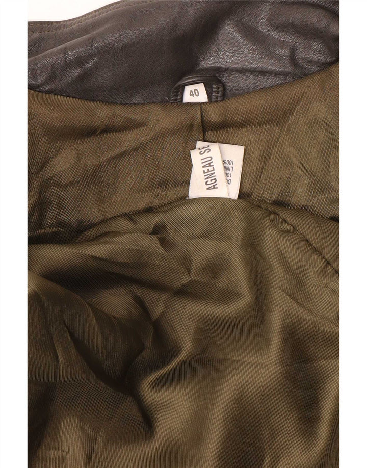 manteau en cuir surdimensionné femme vintage EU 40 Colorblock gris moyen